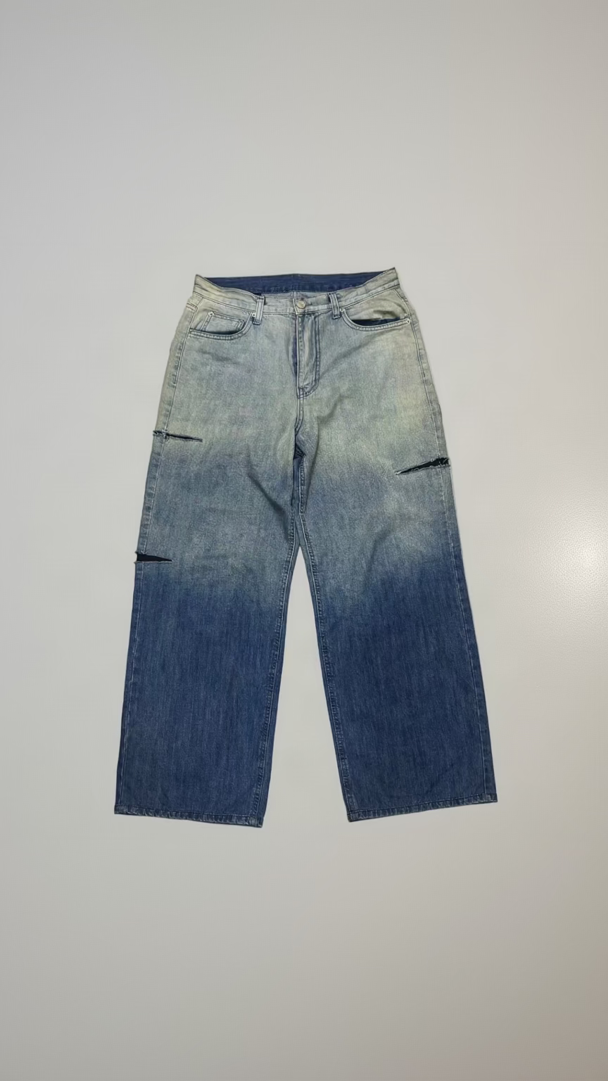 Gradient Wash Wide-Leg Jeans