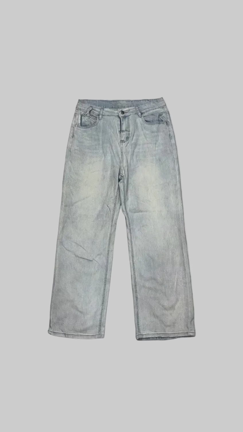 Distressed Light Wash Wide-Leg Denim Jeans