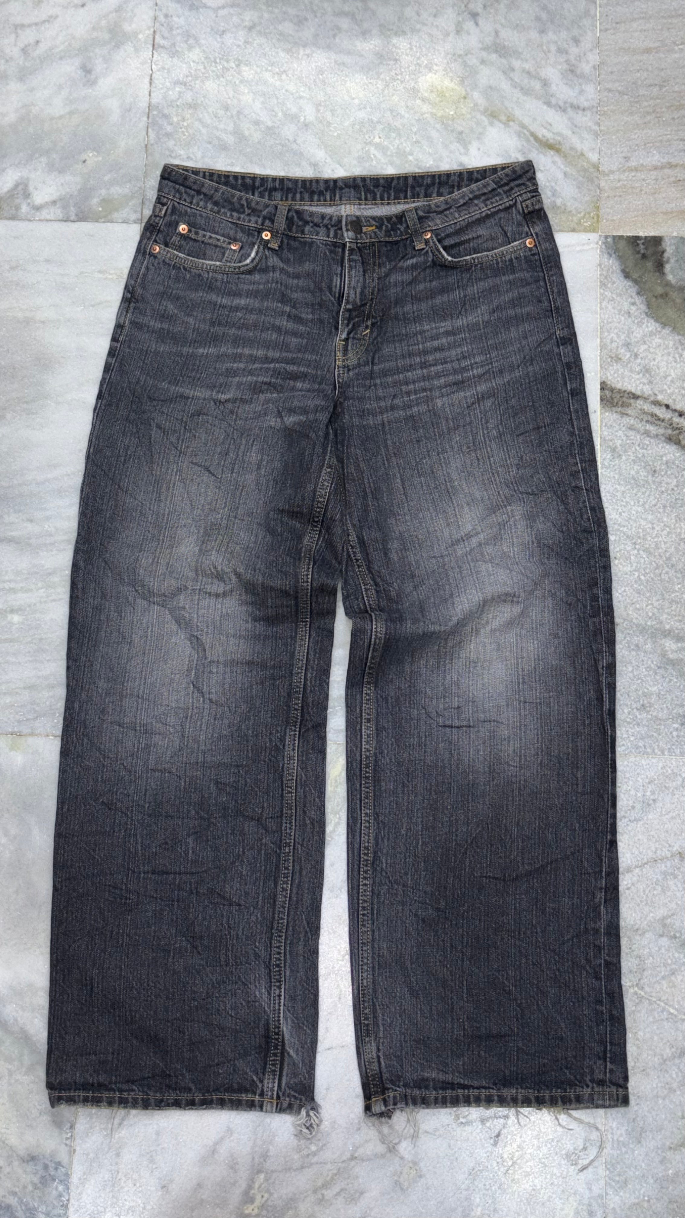 Vintage Dark Wash Wide-Leg Denim
