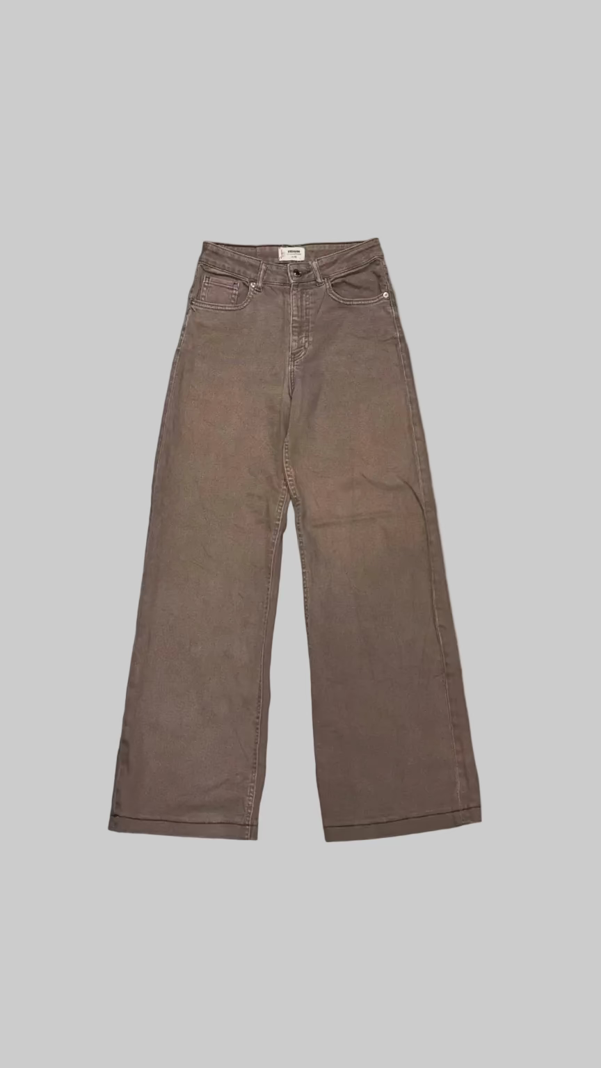 Earthy Brown Relaxed-Fit Wide-Leg Denim