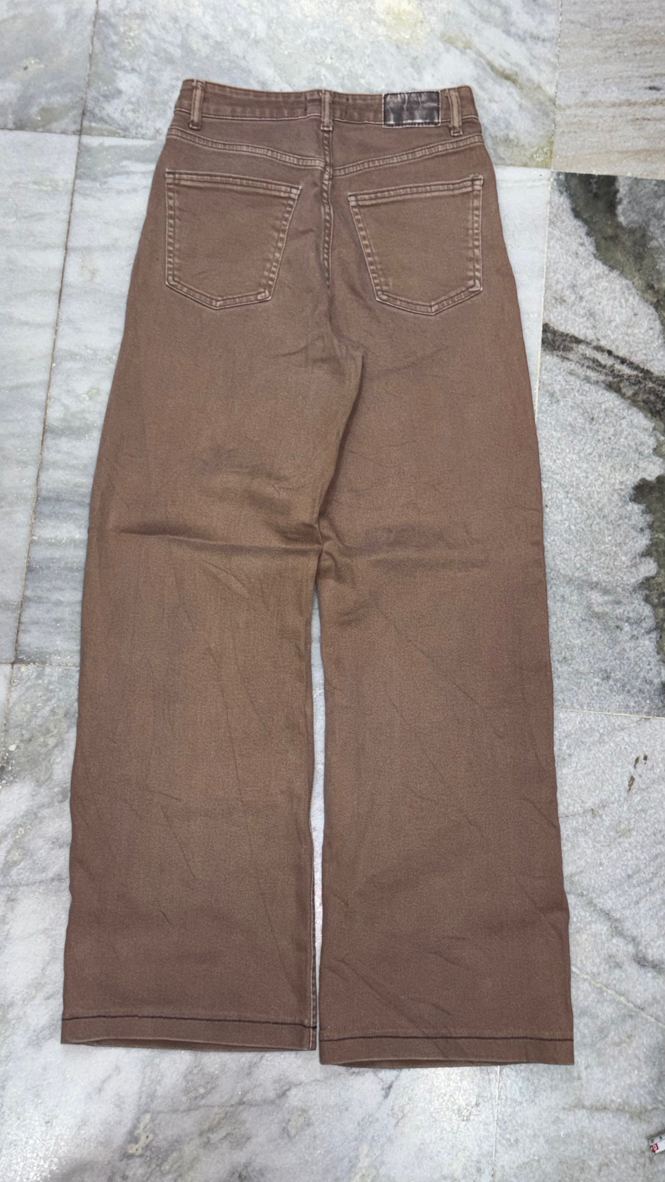 Earthy Brown Relaxed-Fit Wide-Leg Denim