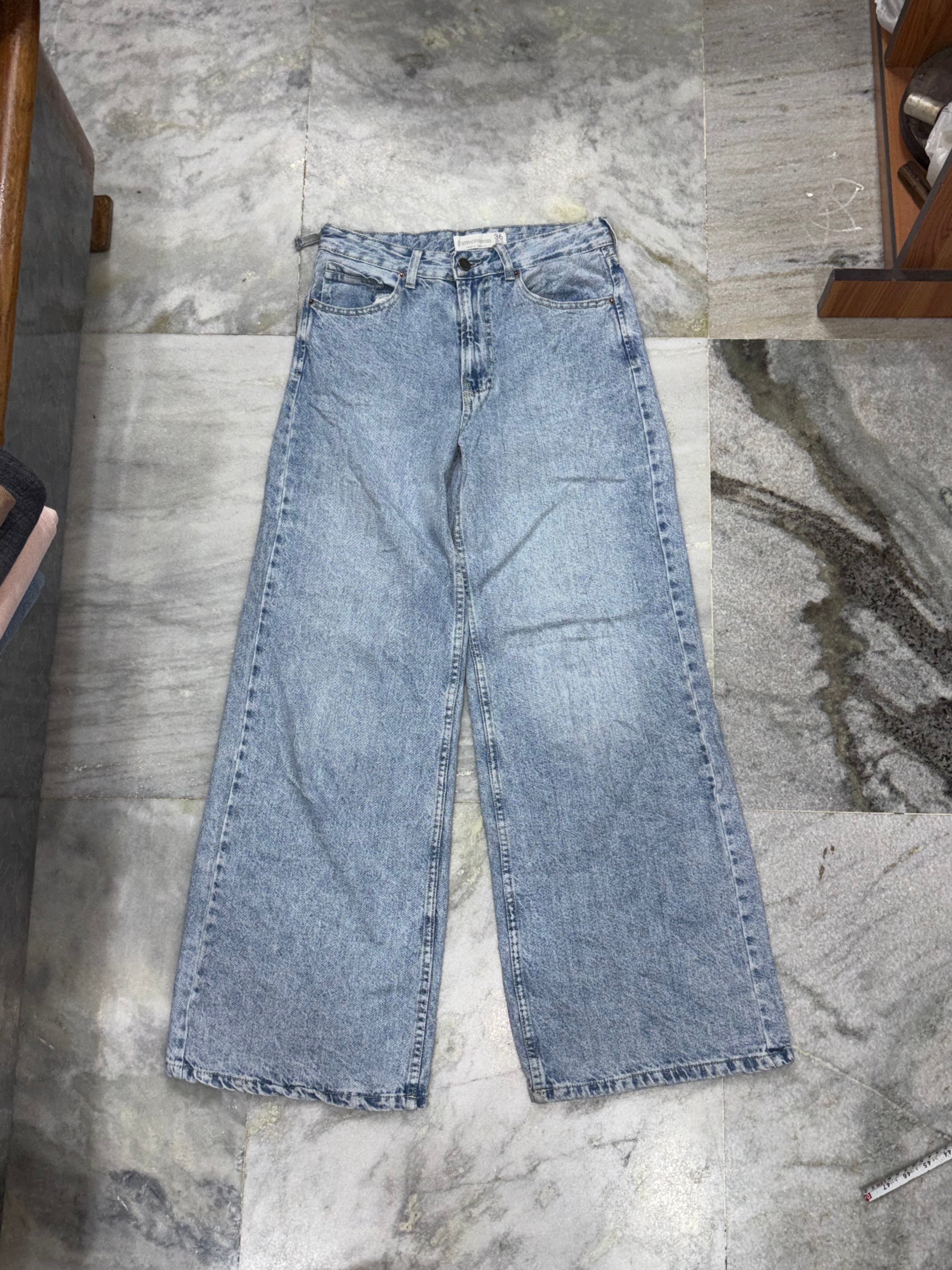 Classic Vintage Light Wash Wide-Leg Denim