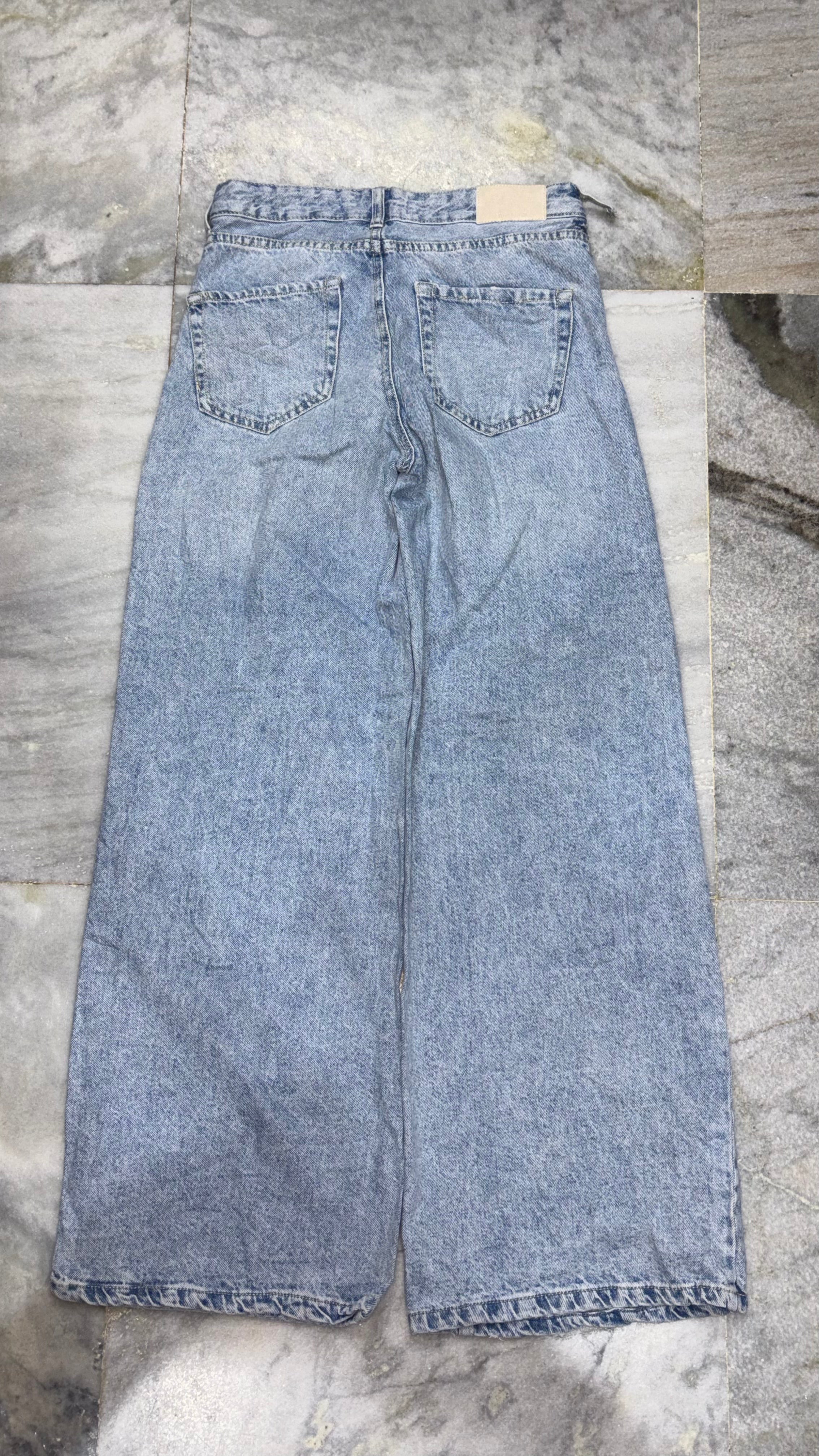 Classic Vintage Light Wash Wide-Leg Denim