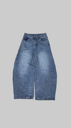 Relaxed Balloon Fit Wide-Leg Denim
