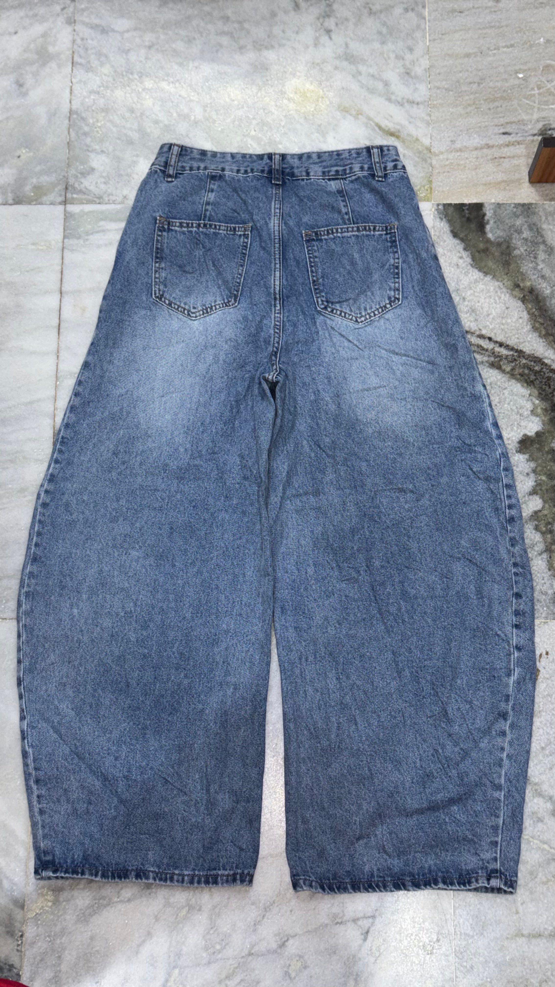 Relaxed Balloon Fit Wide-Leg Denim