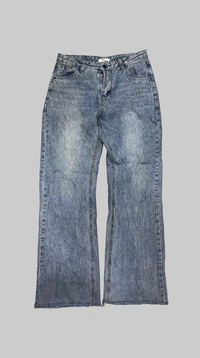 Grunge Vintage Acid-Wash Wide-Leg Denim