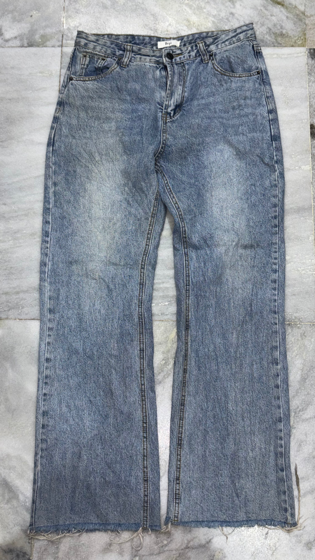Grunge Vintage Acid-Wash Wide-Leg Denim