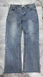 Grunge Vintage Acid-Wash Wide-Leg Denim