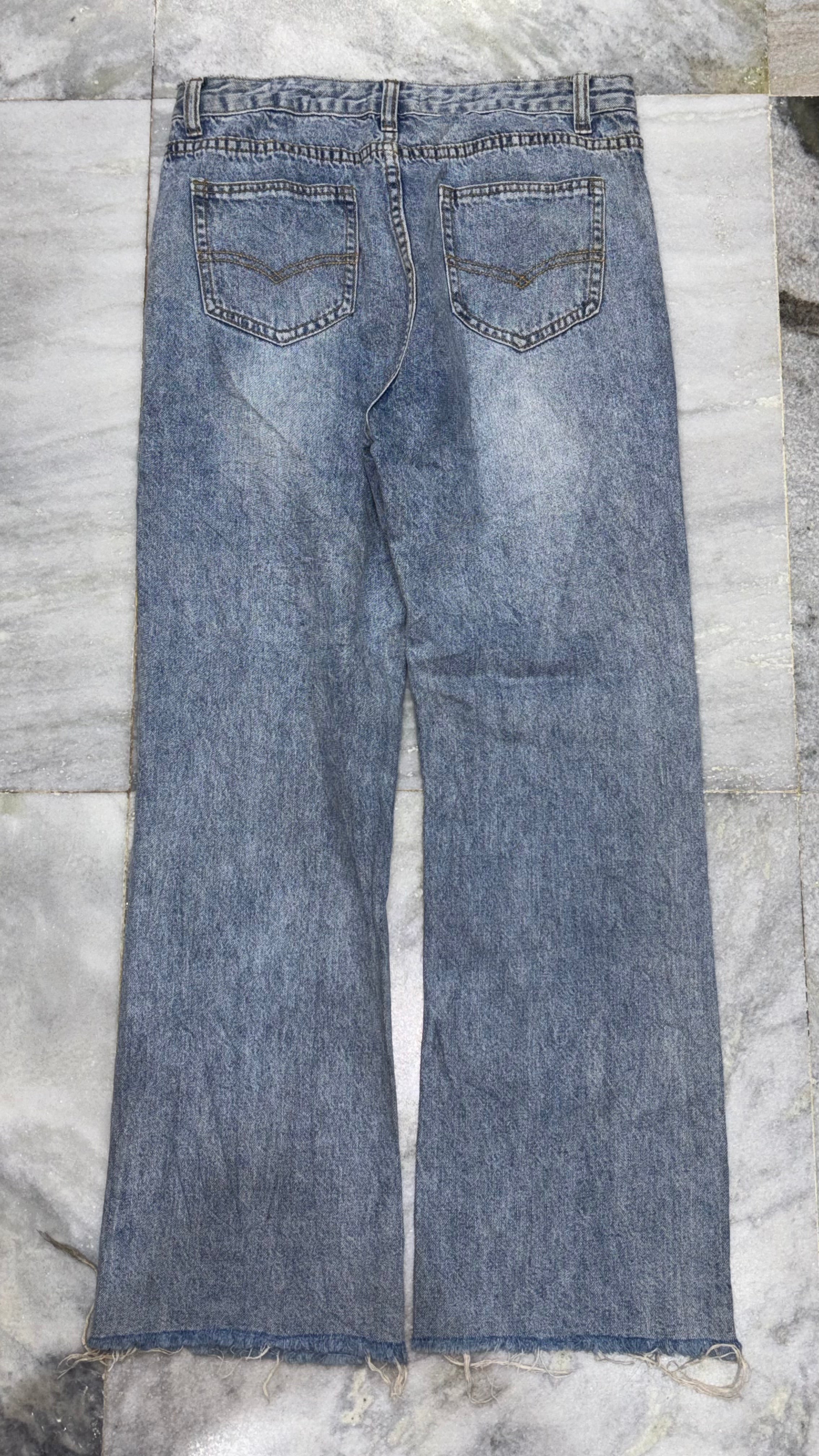 Grunge Vintage Acid-Wash Wide-Leg Denim