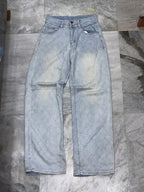 Relaxed Light Acid-Wash Wide-Leg Denim