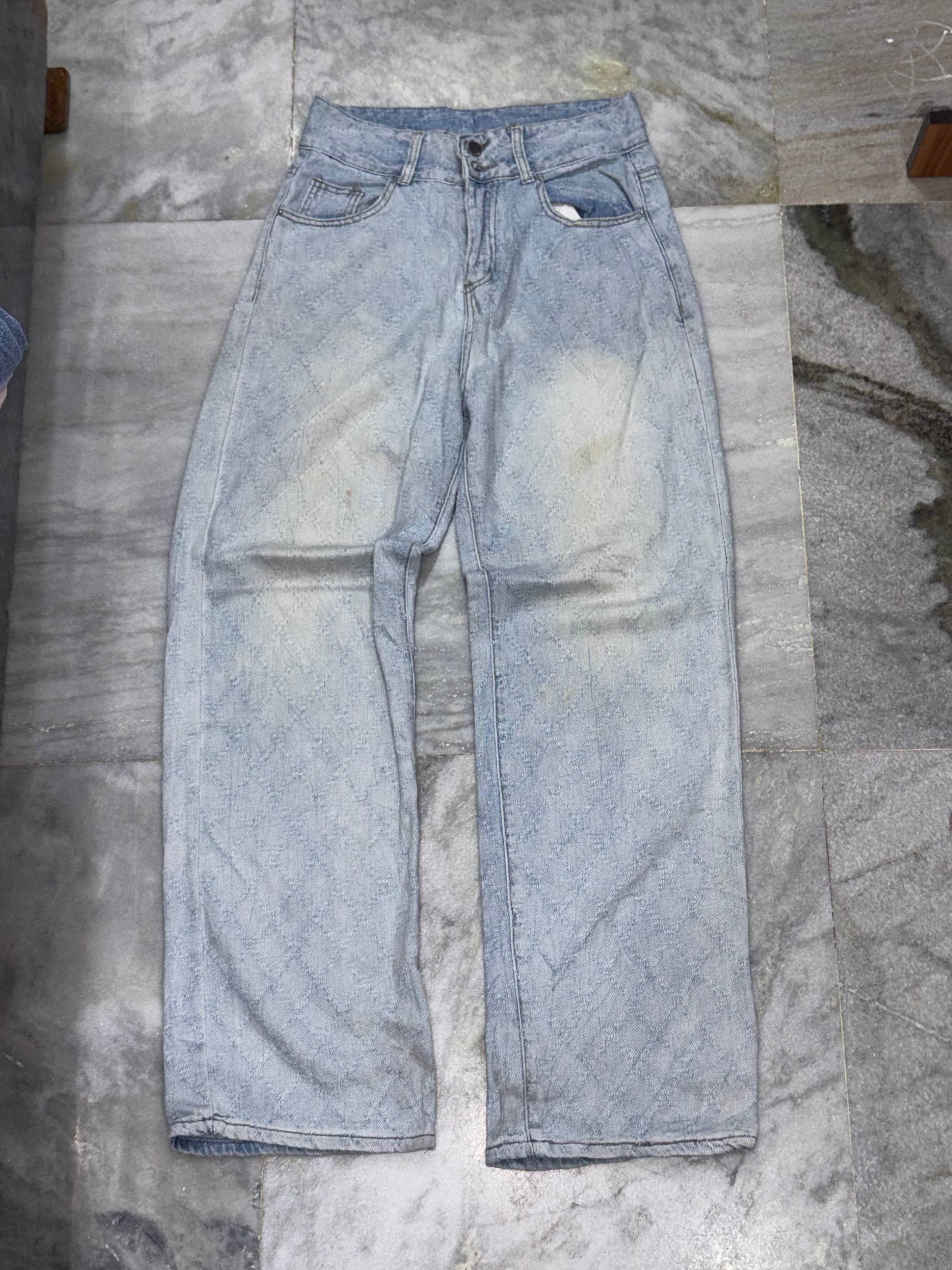 Relaxed Light Acid-Wash Wide-Leg Denim