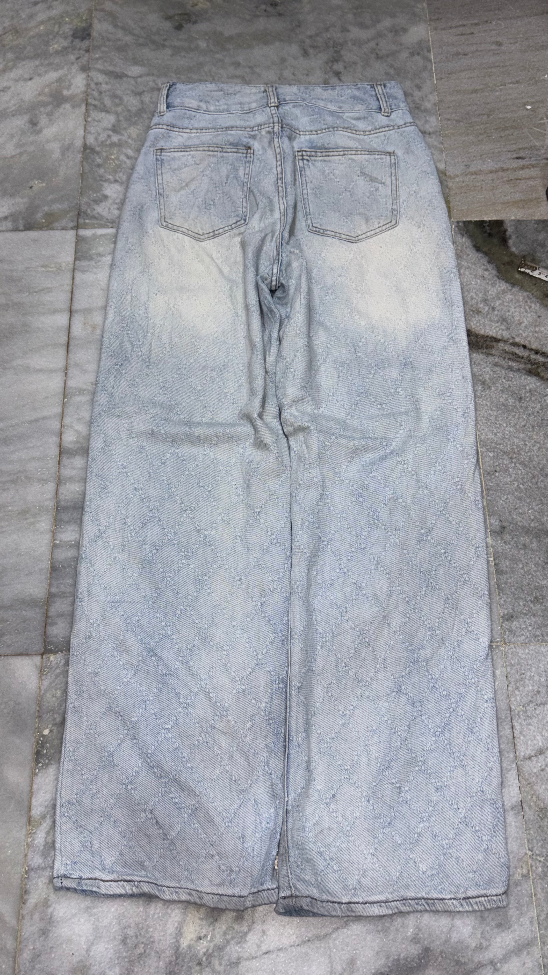 Relaxed Light Acid-Wash Wide-Leg Denim