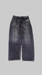 Distressed Vintage Black Wide-Leg Denim