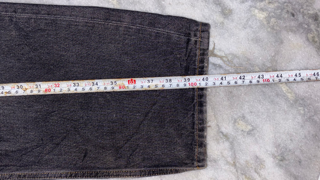 Distressed Vintage Black Wide-Leg Denim