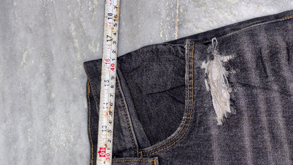 Distressed Vintage Black Wide-Leg Denim