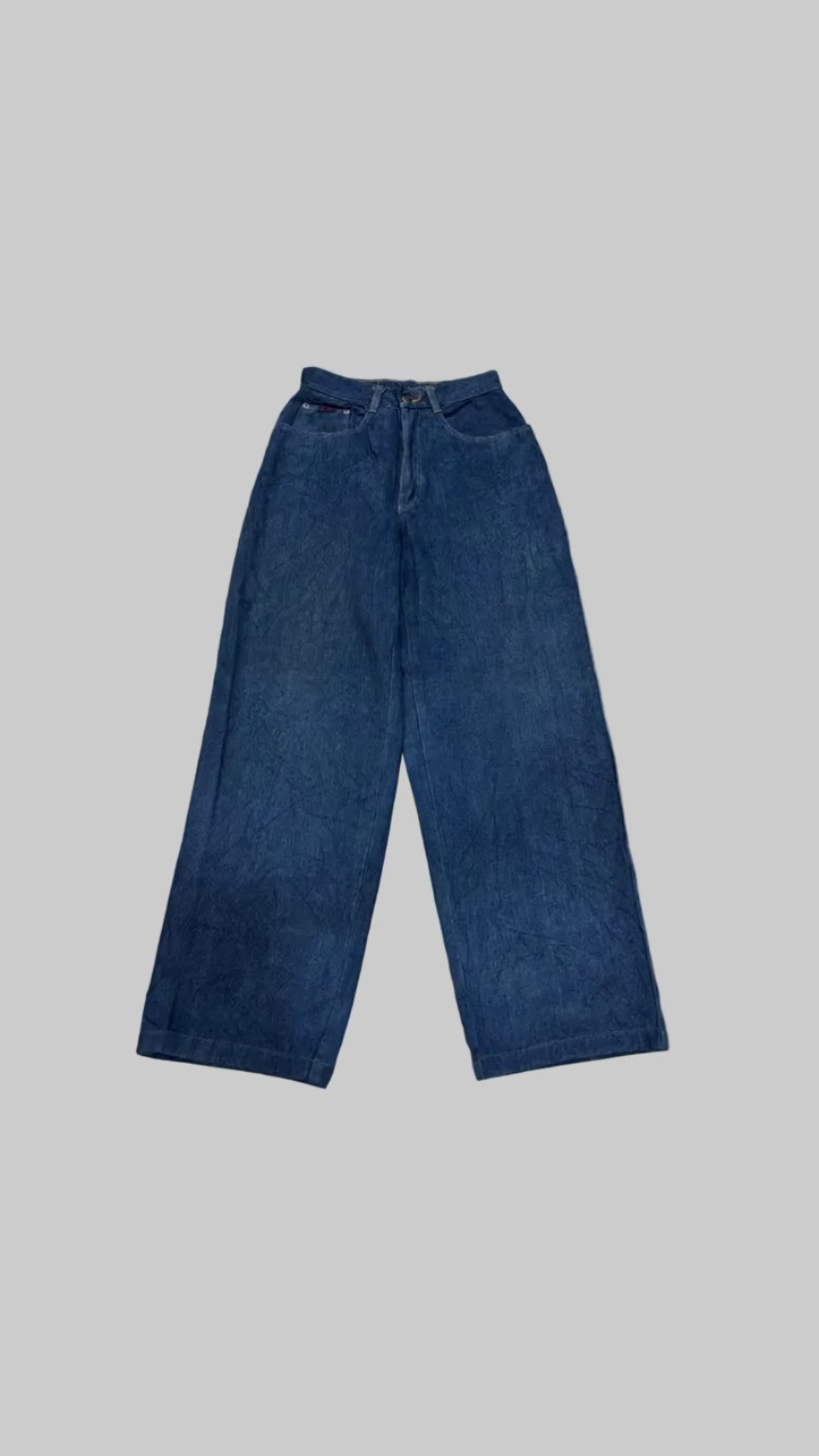 Dark Blue Wide-Leg Denim