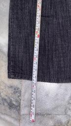 Distressed Two-Tone Wide-Leg Denim