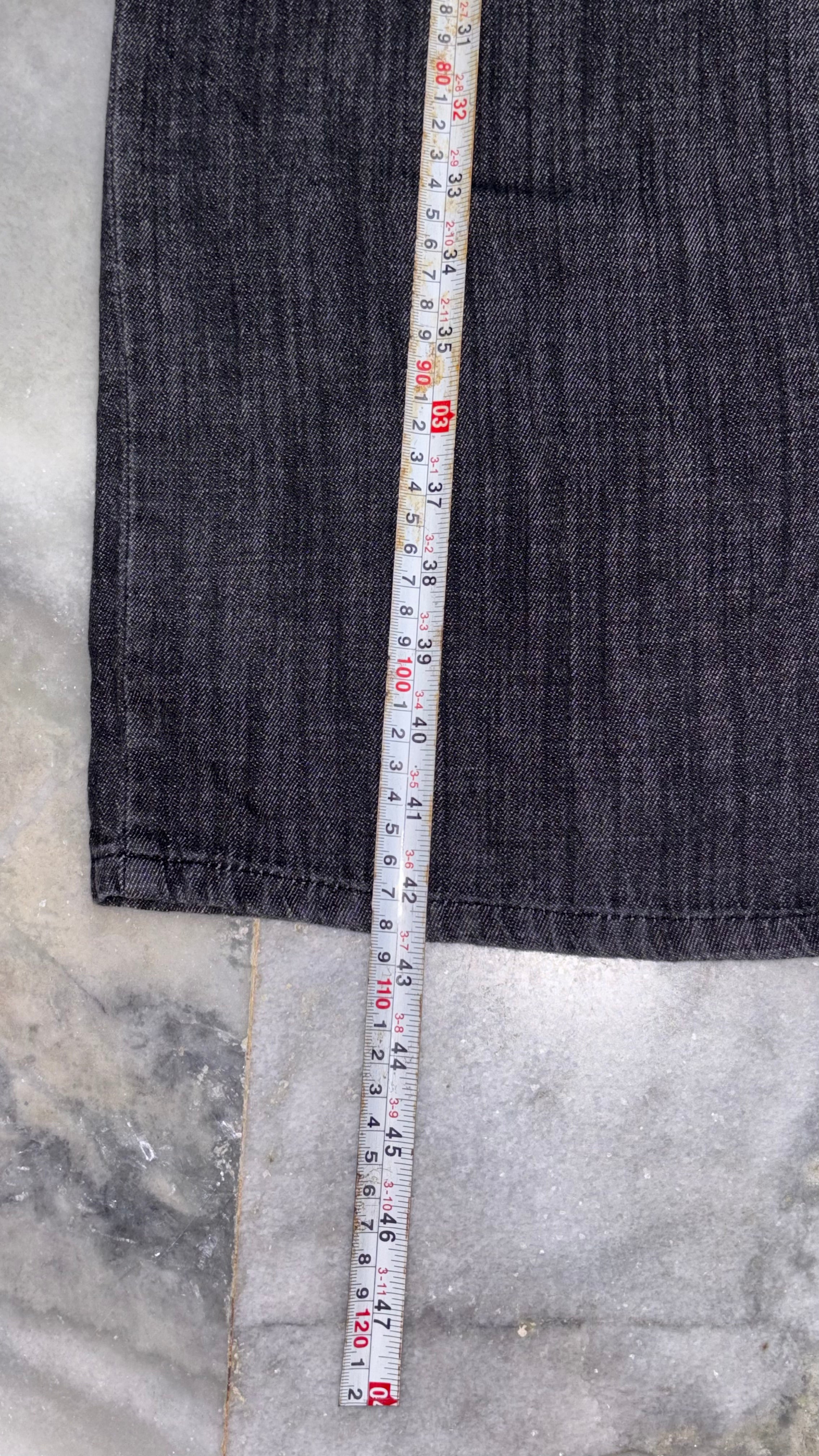 Distressed Two-Tone Wide-Leg Denim