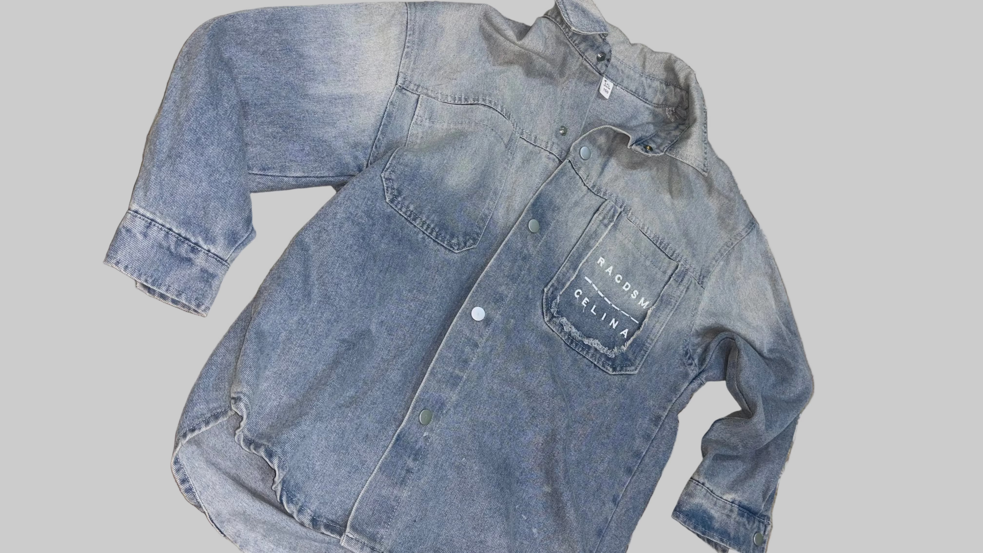 Trendy Acid-Wash Denim Overshirt / Jacket size(M)