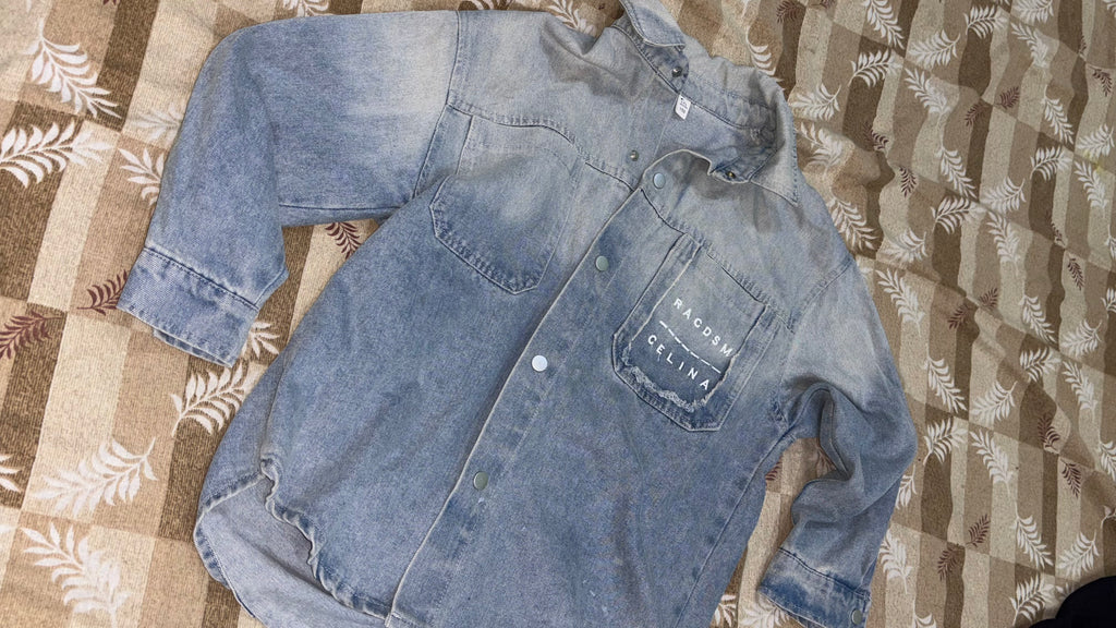 Trendy Acid-Wash Denim Overshirt / Jacket size(M)
