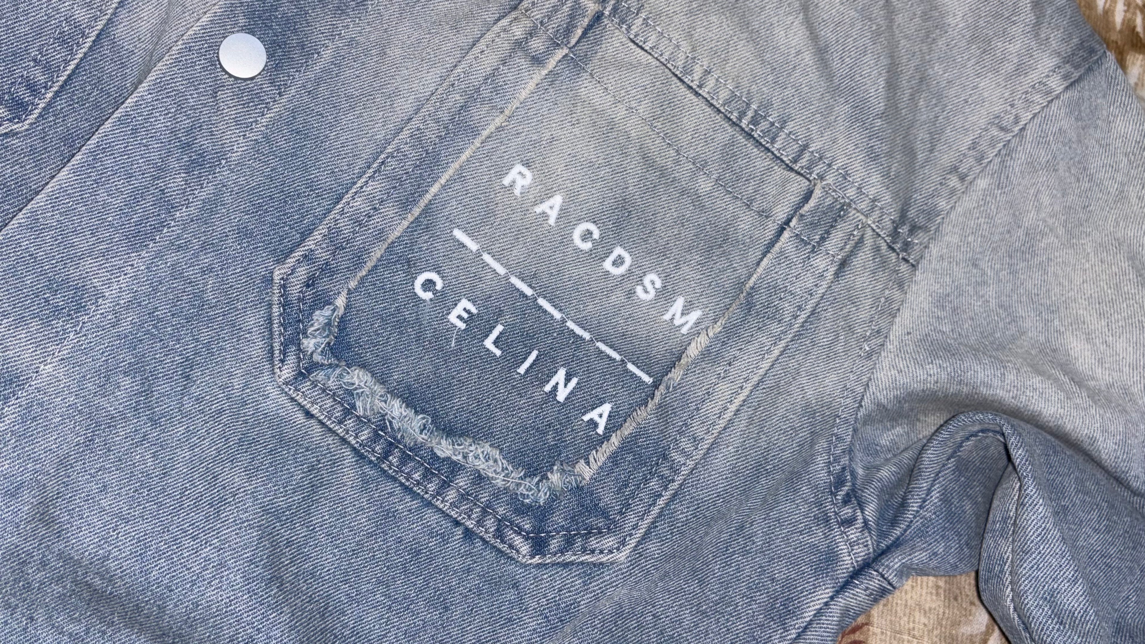 Trendy Acid-Wash Denim Overshirt / Jacket size(M)