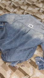 Trendy Acid-Wash Denim Overshirt / Jacket size(M)