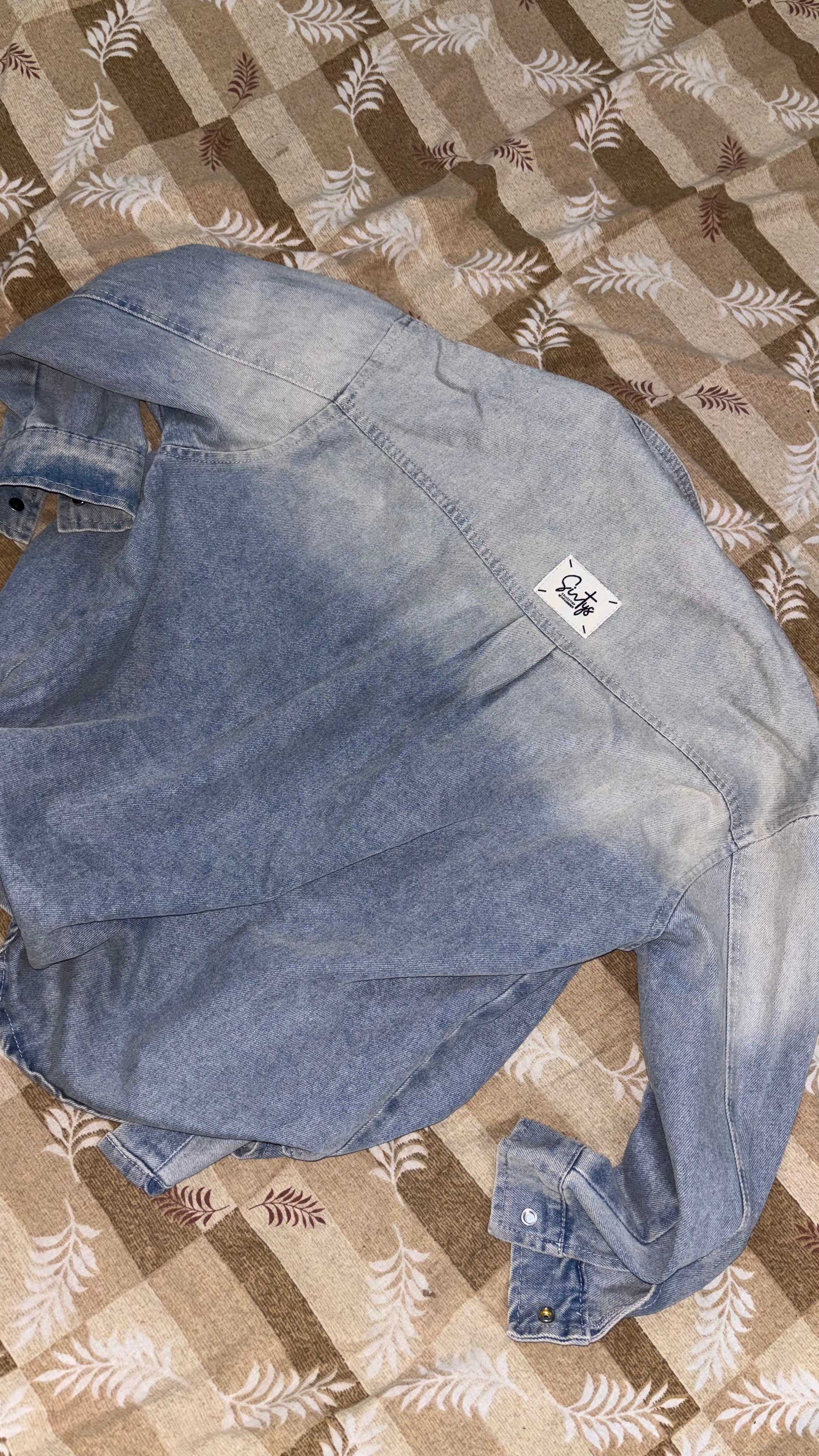 Trendy Acid-Wash Denim Overshirt / Jacket size(M)