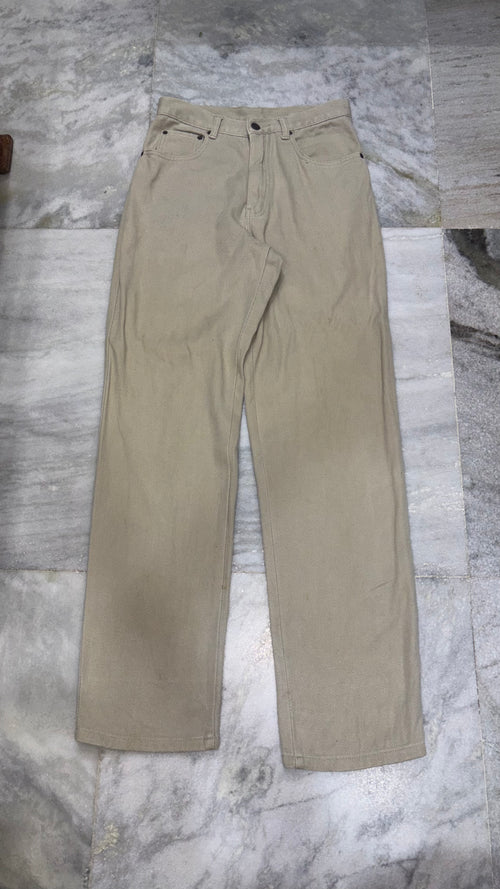 Classic High-Waist Wide-Leg Khaki Trousers / Pant