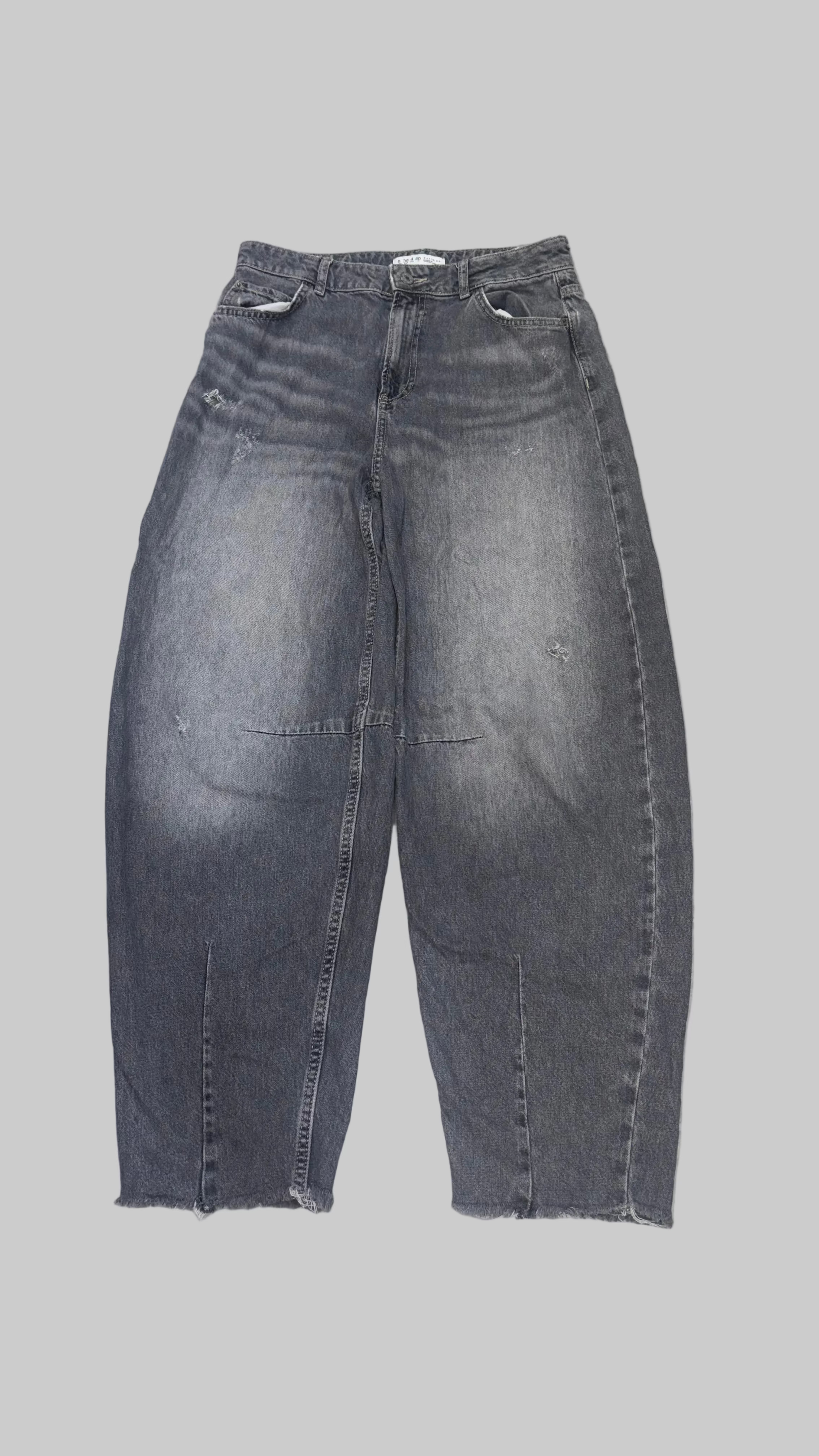 Trendy Acid-Wash High-Rise Balloon Denim Jeans