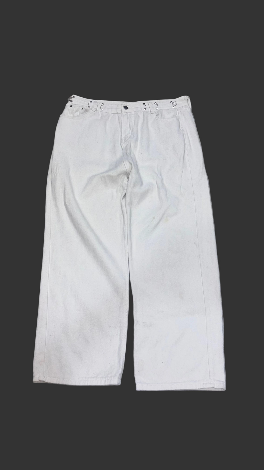 Chic High-Rise Adjustable Waist White Wide-Leg Jeans