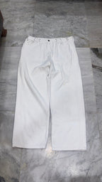 Chic High-Rise Adjustable Waist White Wide-Leg Jeans