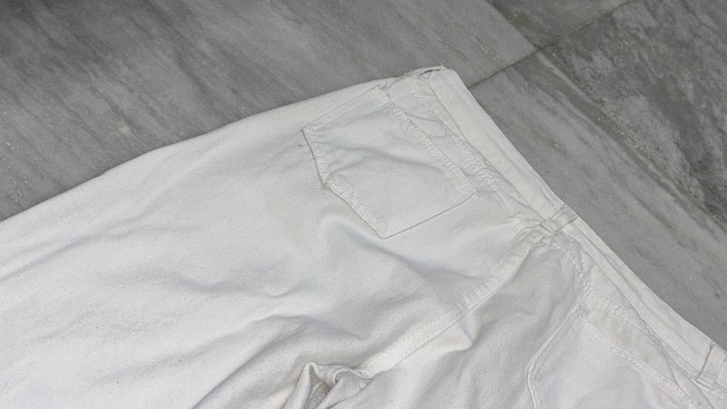 Chic High-Rise Adjustable Waist White Wide-Leg Jeans