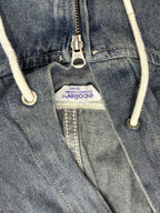 Trendy Acid-Wash Denim Zip-Up Hoodie size(M)