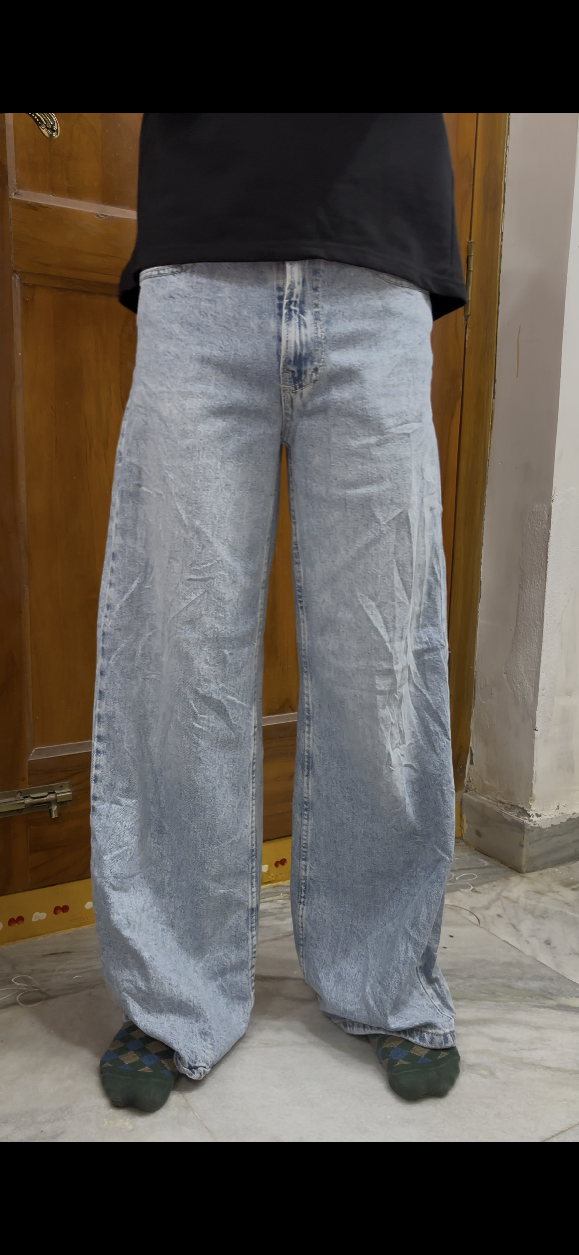 Classic Vintage Light Wash Wide-Leg Denim
