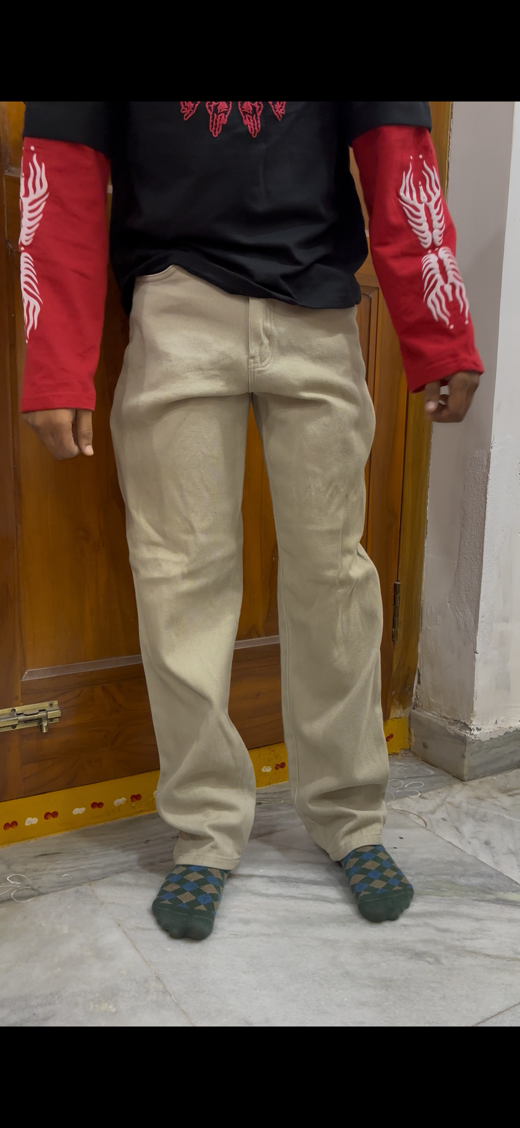 Classic High-Waist Wide-Leg Khaki Trousers / Pant