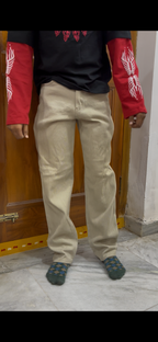 Classic High-Waist Wide-Leg Khaki Trousers / Pant