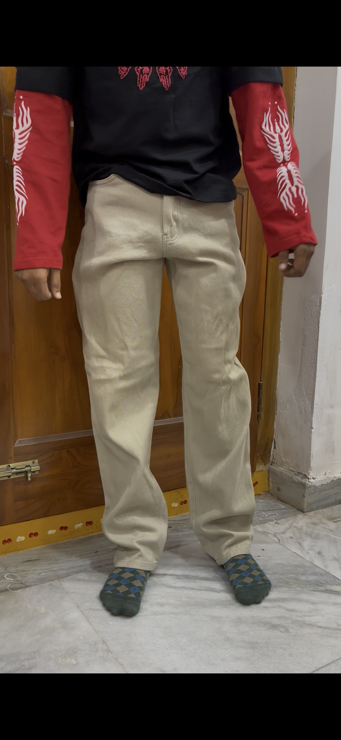 Classic High-Waist Wide-Leg Khaki Trousers / Pant
