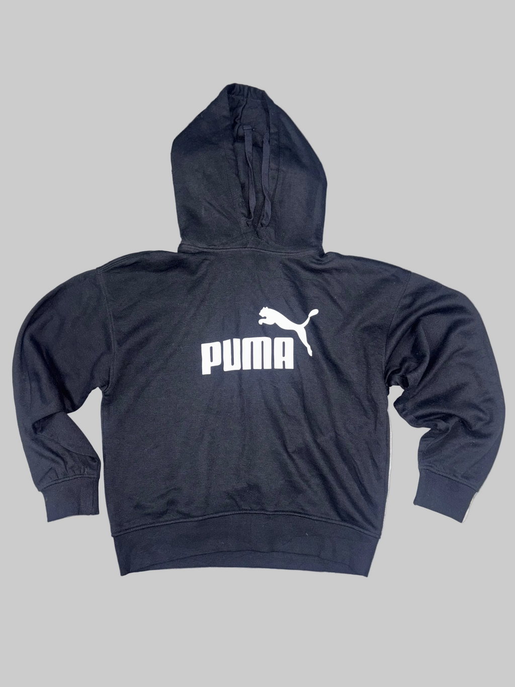 Classic Puma Black Hooded Sweatshirt with Bold Front Logo