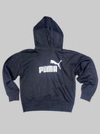Classic Puma Black Hooded Sweatshirt with Bold Front Logo