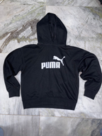 Classic Puma Black Hooded Sweatshirt with Bold Front Logo