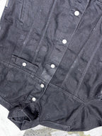 Vintage Black Denim Trucker Jacket with Zipper Cuffs