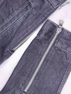 Vintage Black Denim Trucker Jacket with Zipper Cuffs