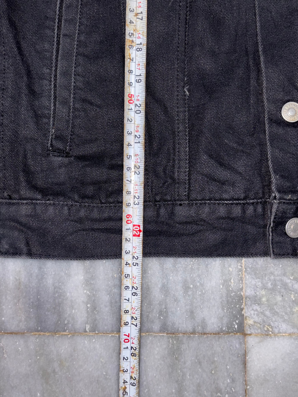 Vintage Black Denim Trucker Jacket with Zipper Cuffs