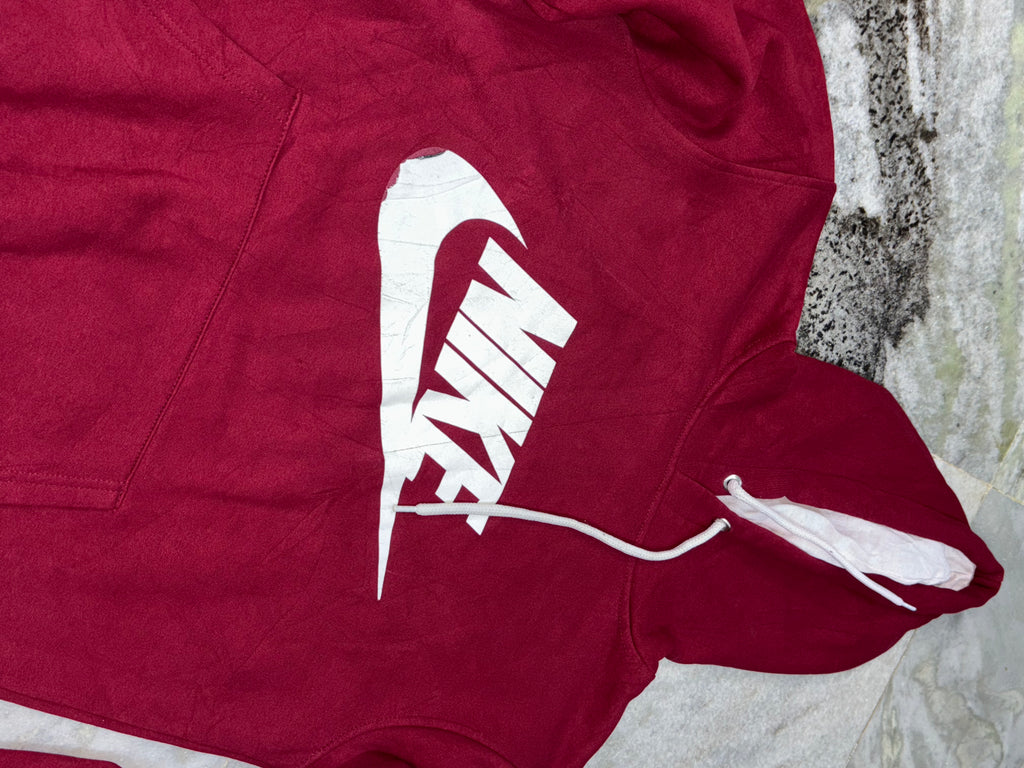 Classic Maroon Nike Hooded Sweatshirt with Bold Front Logo