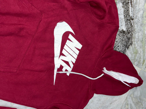Classic Maroon Nike Hooded Sweatshirt with Bold Front Logo