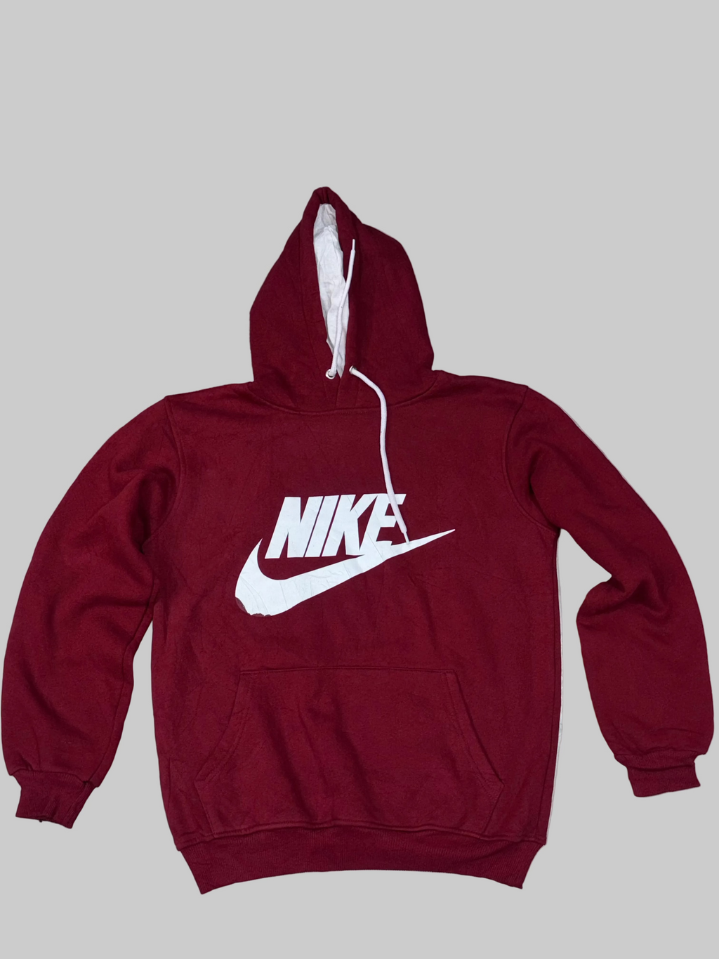 Classic Maroon Nike Hooded Sweatshirt with Bold Front Logo