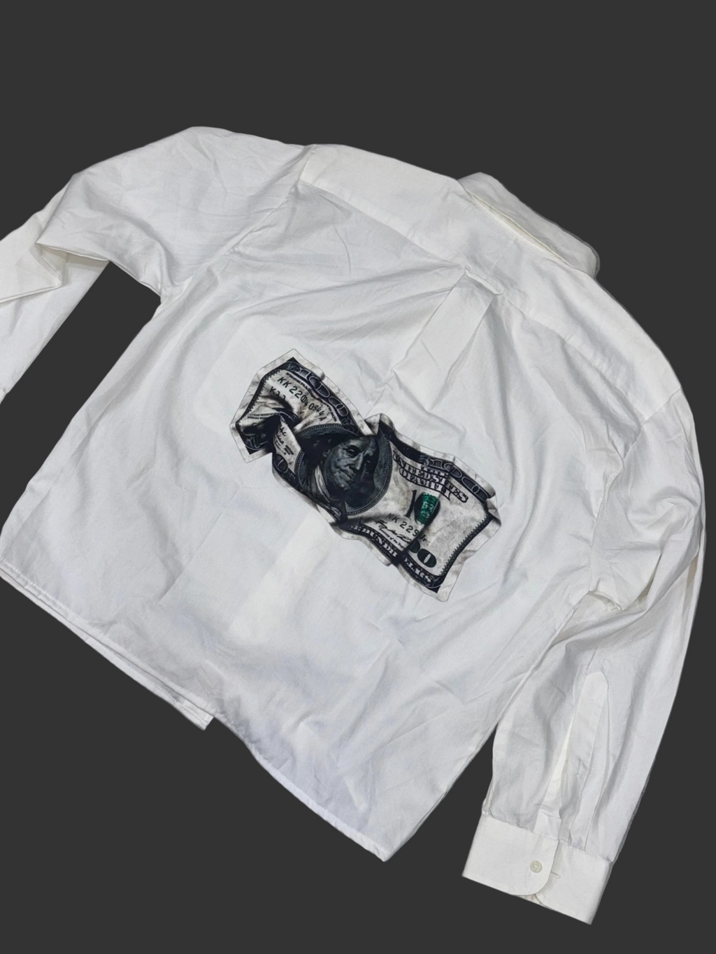 Streetwear Boxy-Fit White Shirt with $100 Dollar Back Print