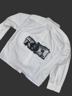 Streetwear Boxy-Fit White Shirt with $100 Dollar Back Print