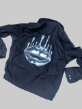 Urban Liquid Chrome Lips Black Boxy Shirt