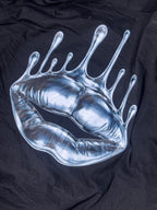 Urban Liquid Chrome Lips Black Boxy Shirt